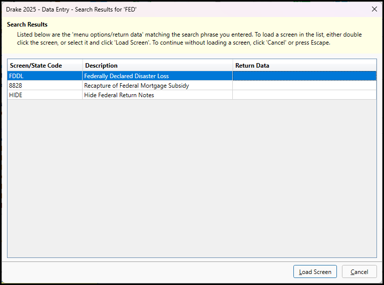 Image of Data entry search results